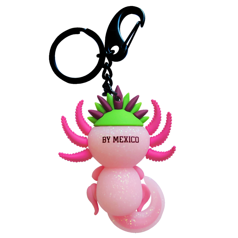 Pink Glitter Axolotl Keychain