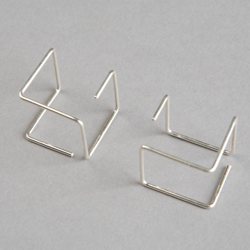 Contemporary cube earrings. sterling silver (925).