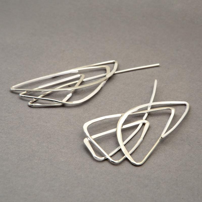 Scribble Triangle Sterling Silver Earrings
