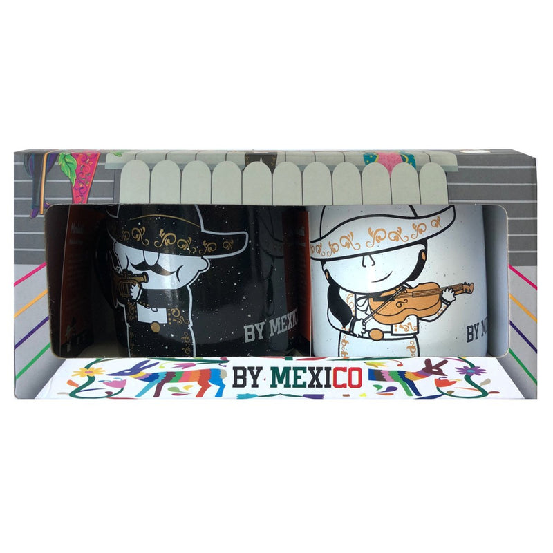 Mexican Mariachi Pocillo Duo - Enamel Mugs, 12 oz.