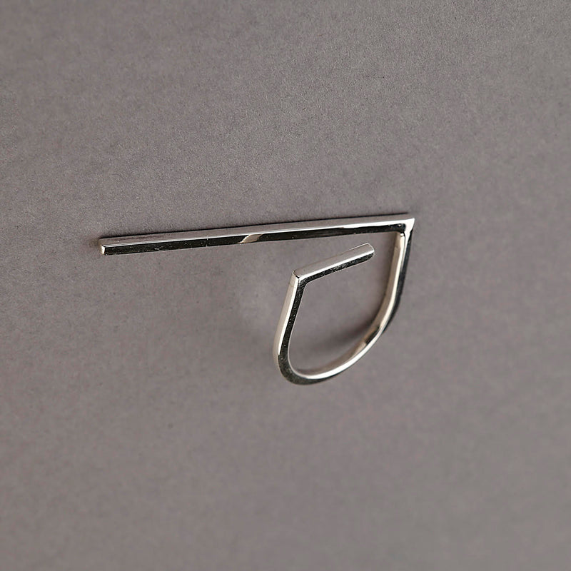 Diagonal minimalist Sterling Silver Ring